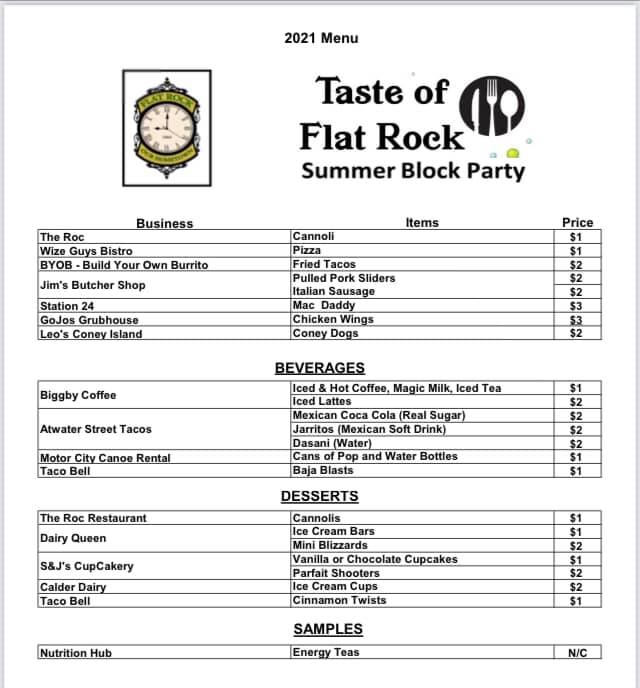 2021 Taste of Flat Rock This Saturday Downtown Flat Rock